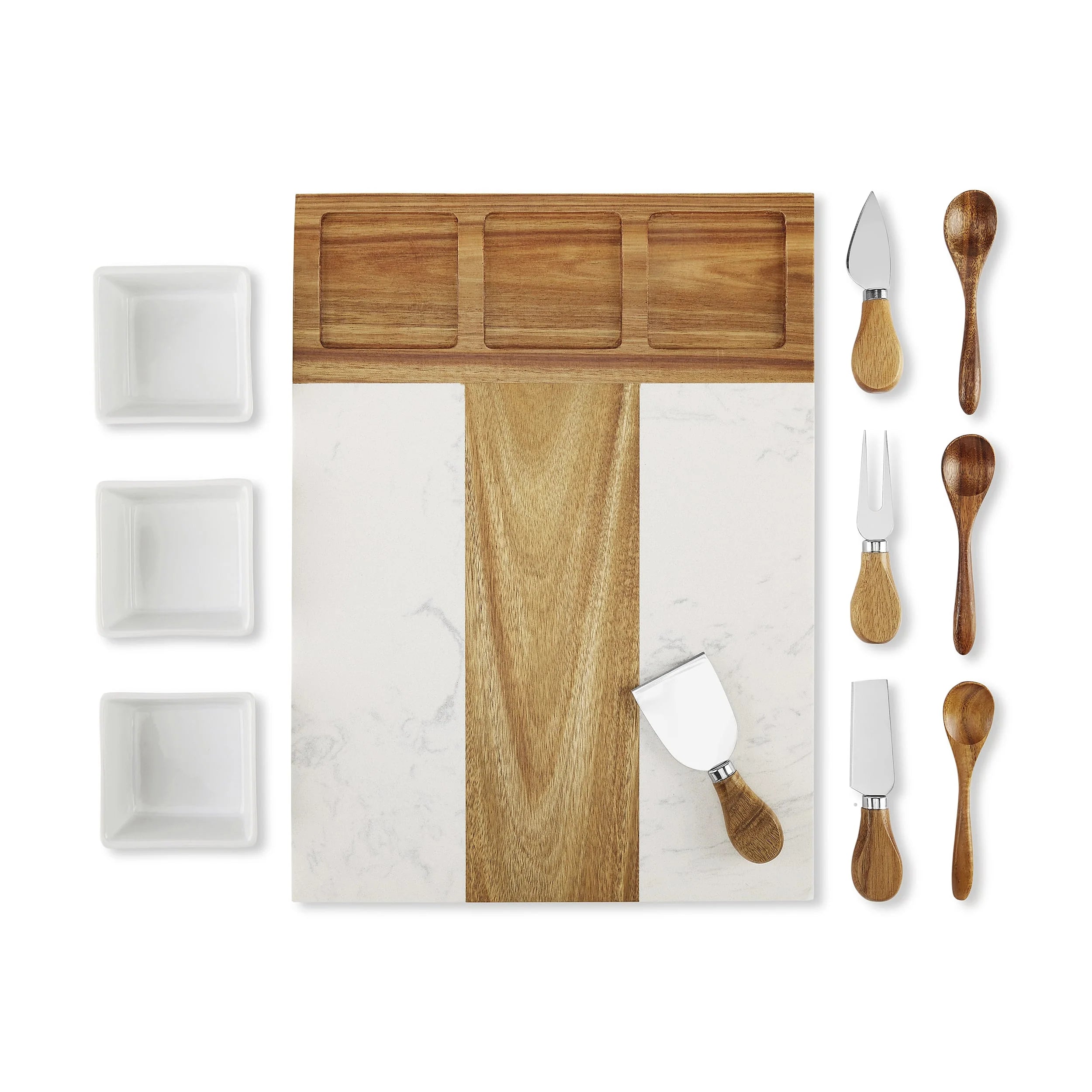 Luxury Marble & Acacia Charcuterie Board | 11-Piece Gift Set