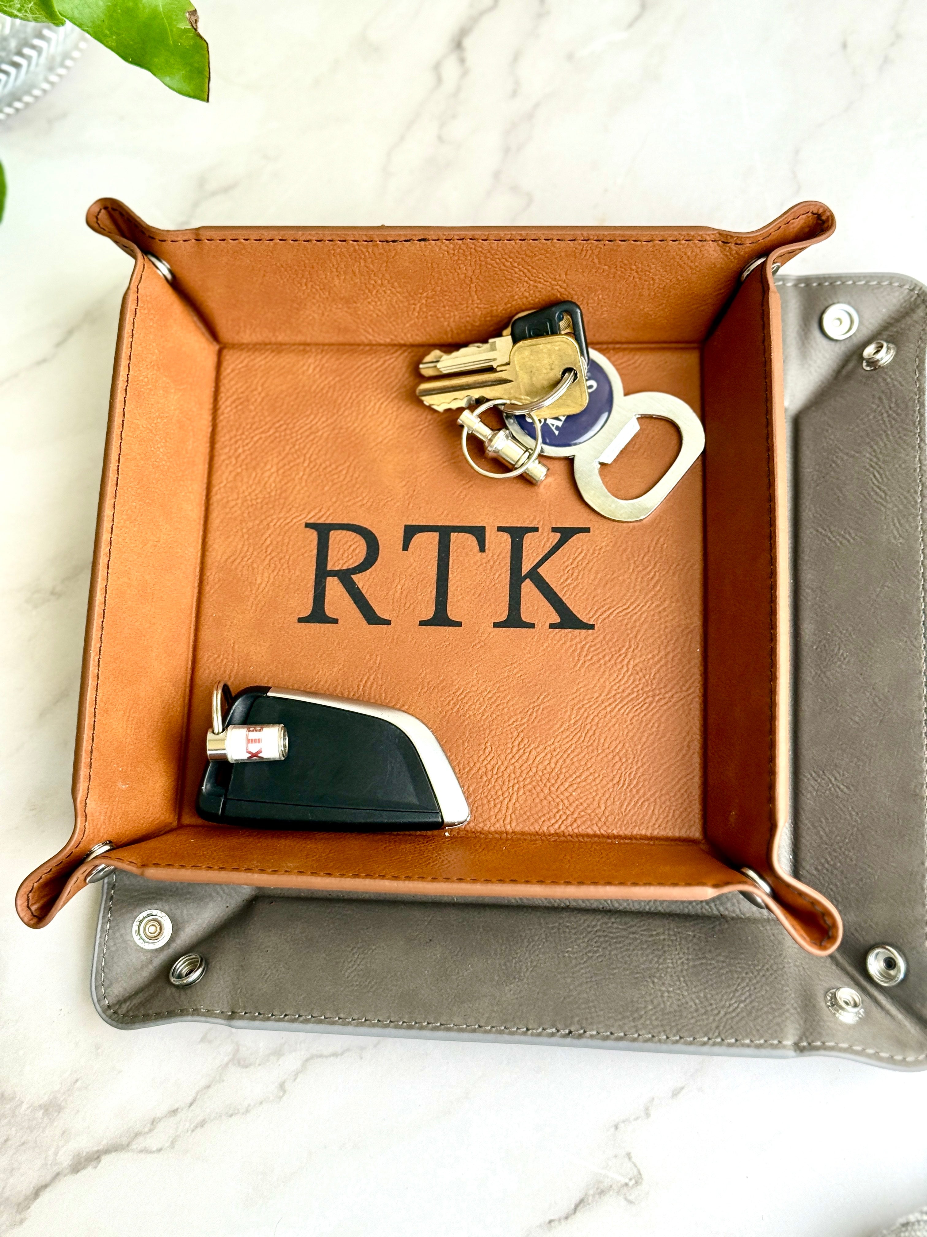 Engraved Leatherette Valet Catchall Tray