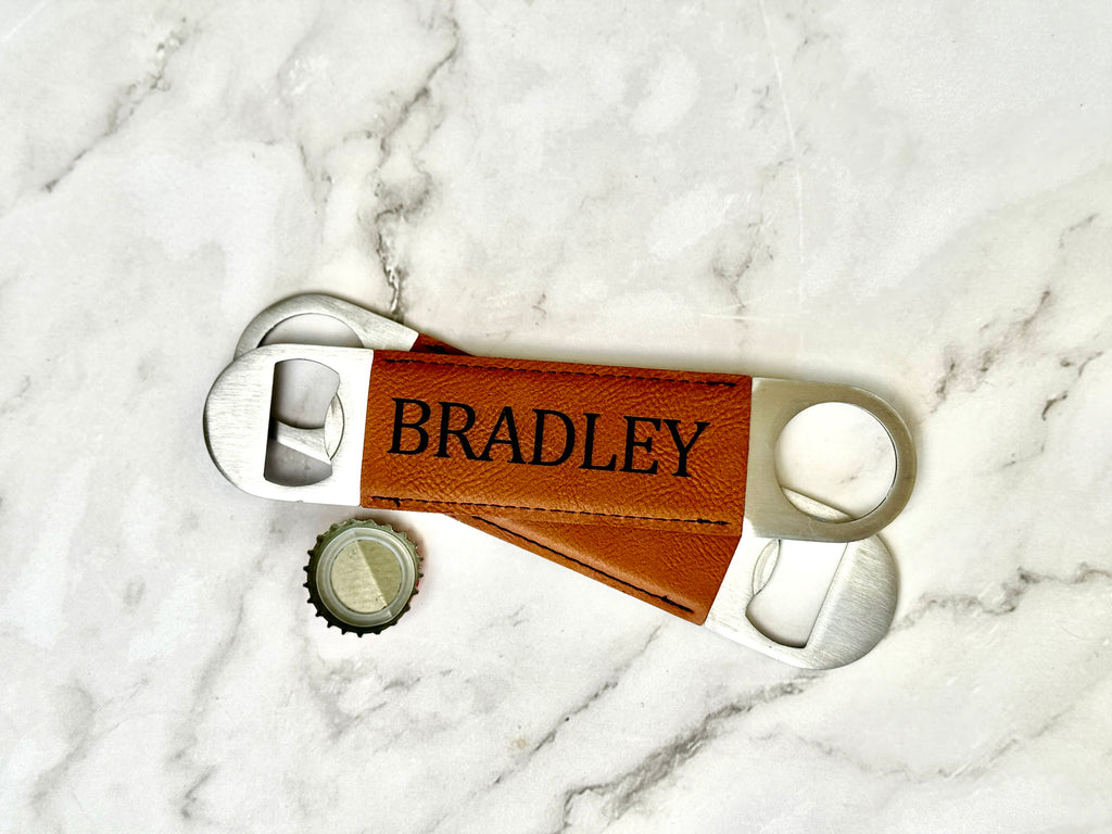 Personalized Leatherette Bottle Opener | Custom Engraved Gift