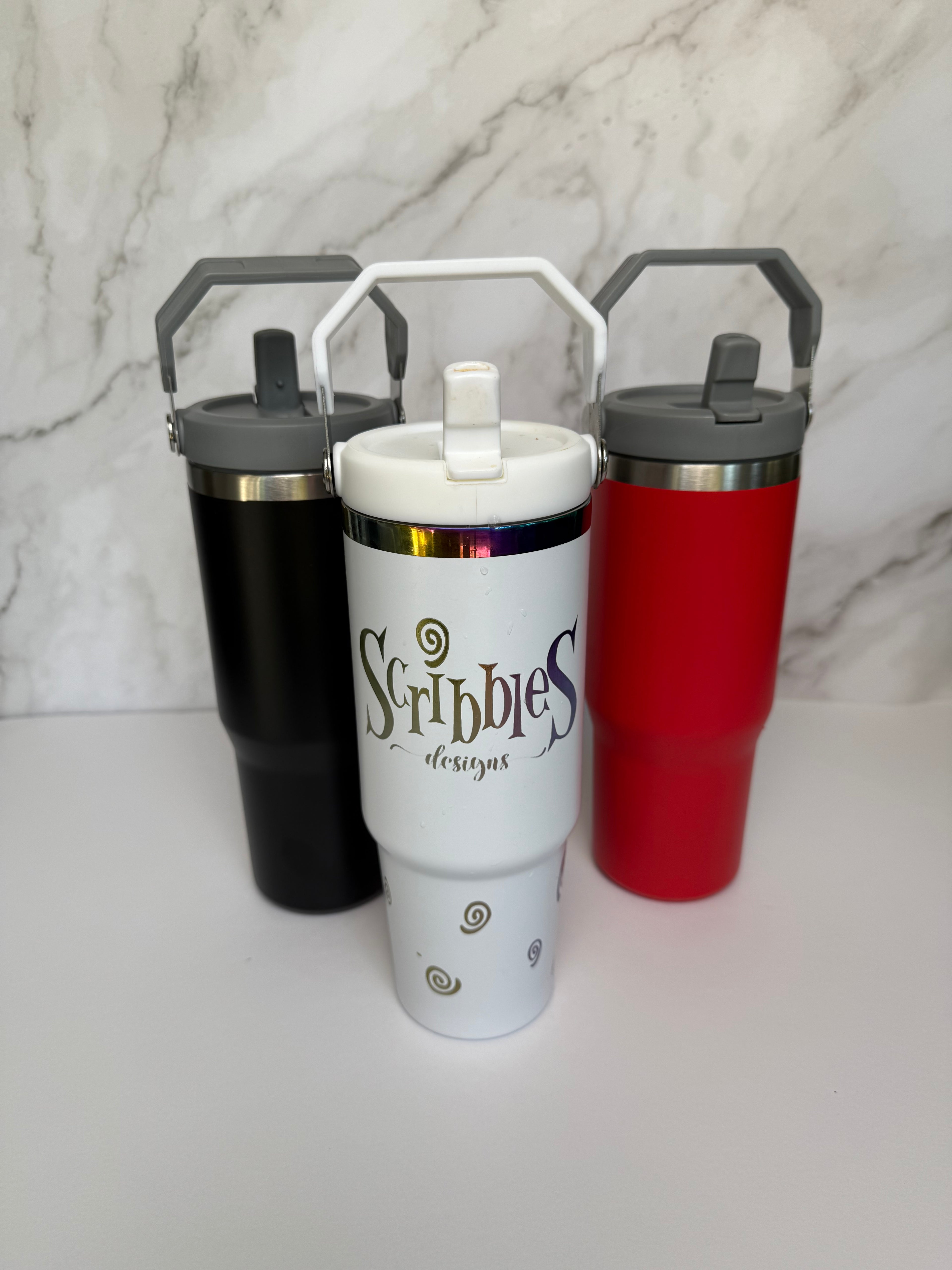 30oz Flip Top Tumbler with Handle