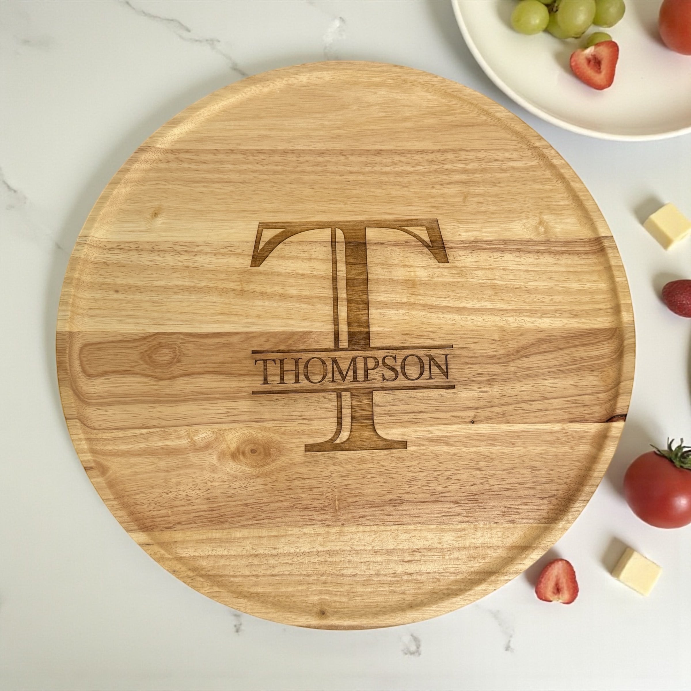 Engraved Round 18” Engraved Acacia Charcuterie Board