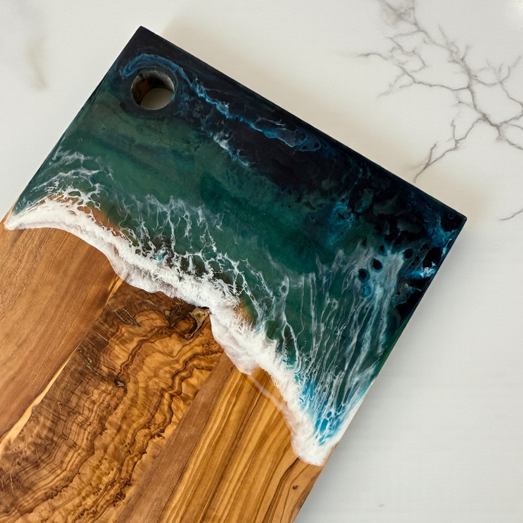 Ocean Resin Olive Wood Rectangle Charcuterie Board