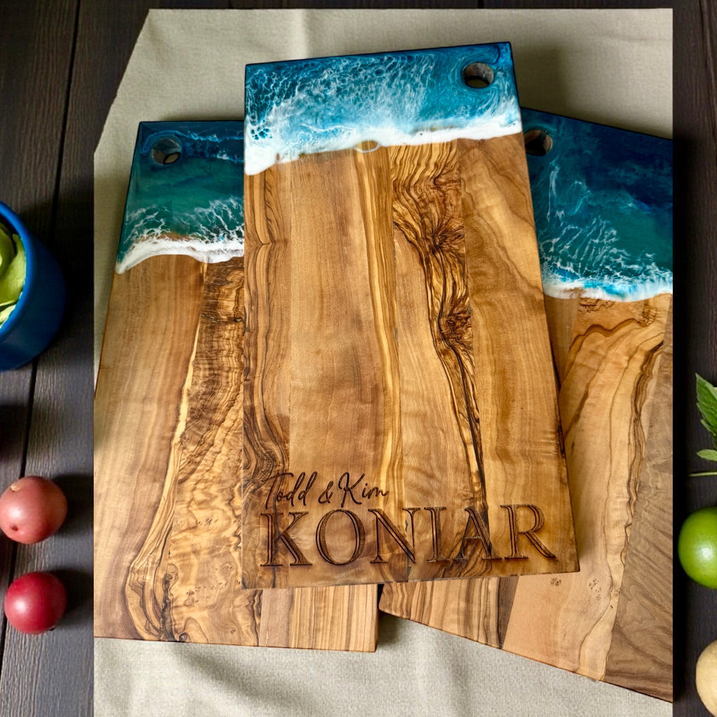 Ocean Resin Olive Wood Rectangle Charcuterie Board