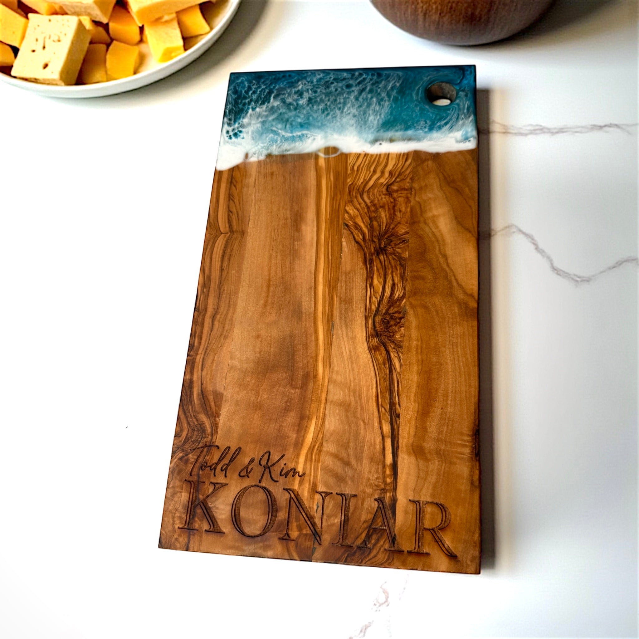 Ocean Resin Olive Wood Rectangle Charcuterie Board